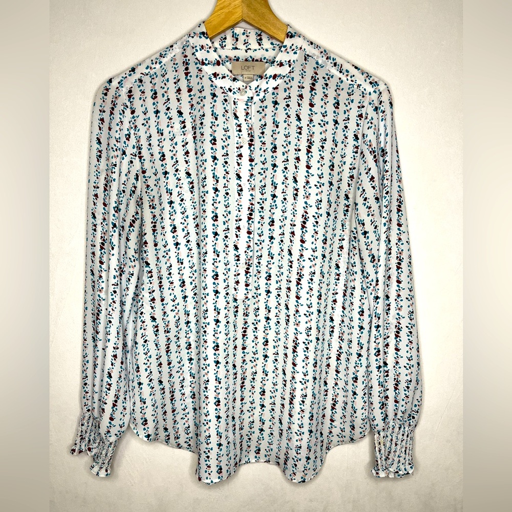 LOFT Multicolor Women’s Cottagecore Teacher Casual Floral Blouse Size M